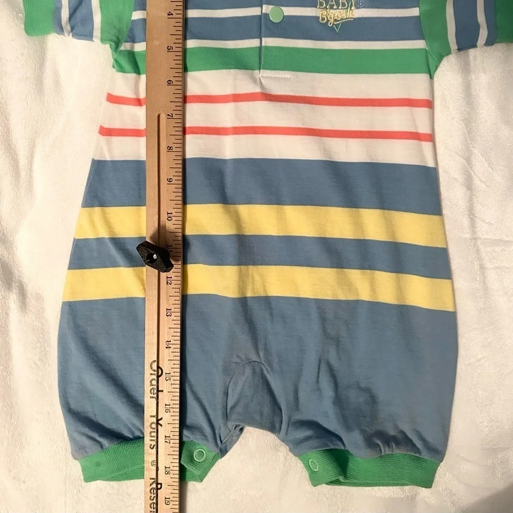 Vintage NWT OshKosh Baby B’gosh Boys Striped Polo Romper 1pc 6-9M Multicolor